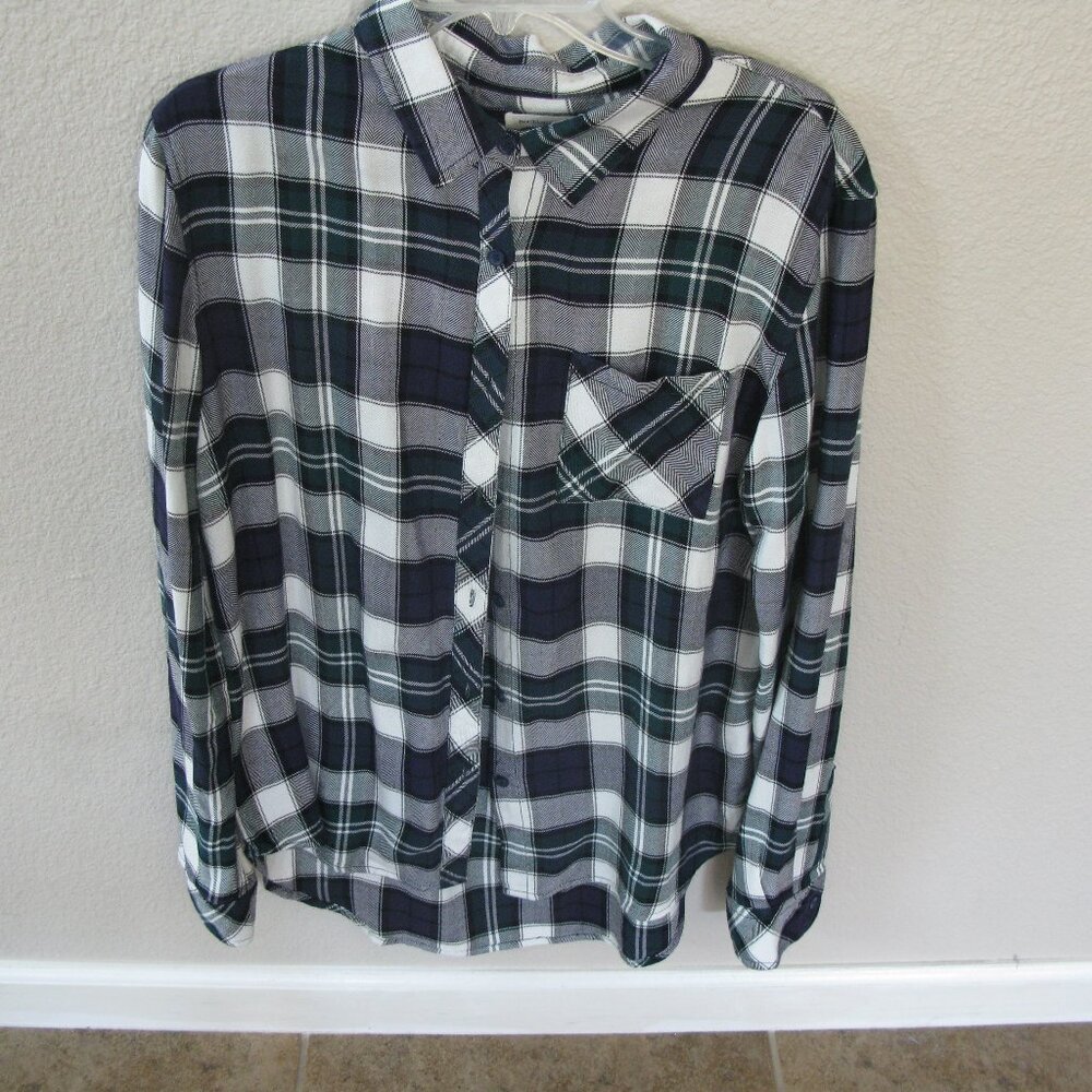 Beachlunch Lounge Plaid‎ Long Sleeve Button Down Shirt Womens Size L